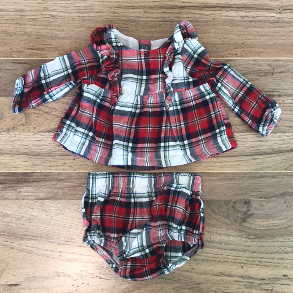 Cat & Jack Baby Christmas Plaid Outfit